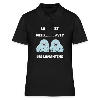Drôle bébé minimaliste simple petit lamantin - Polo Femme - noir - Devant - Ailine (174cm)