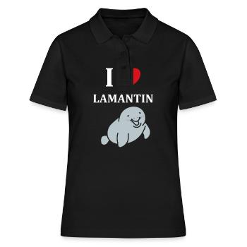 Drôle bébé minimaliste simple petit lamantin - Polo Femme - noir - Devant - Ailine (174cm)