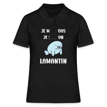 Drôle bébé minimaliste simple petit lamantin - Polo Femme - noir - Devant - Ailine (174cm)