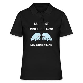 Drôle bébé minimaliste simple petit lamantin - Polo Femme - noir - Devant - Ailine (174cm)