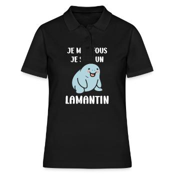 Drôle bébé minimaliste simple petit lamantin - Polo Femme - noir - Devant - Ailine (174cm)