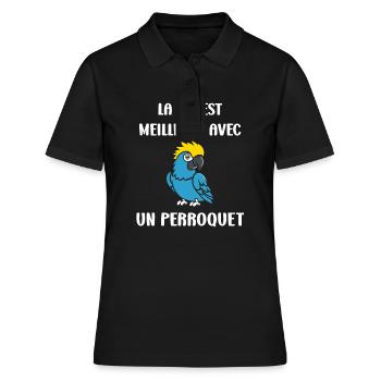 Humour petit perroquet - Polo Femme - noir - Devant - Ailine (174cm)