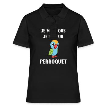 Humour petit perroquet - Polo Femme - noir - Devant - Ailine (174cm)