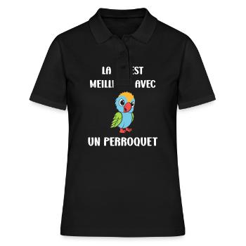 Humour petit perroquet - Polo Femme - noir - Devant - Ailine (174cm)