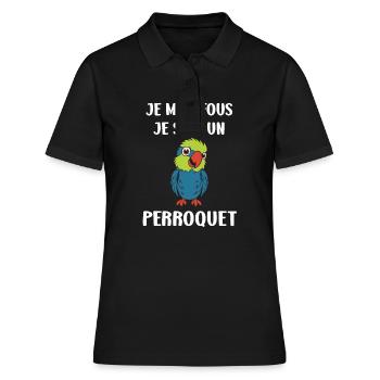Humour petit perroquet - Polo Femme - noir - Devant - Ailine (174cm)