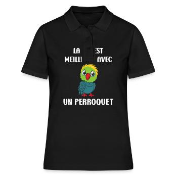 Humour petit perroquet - Polo Femme - noir - Devant - Ailine (174cm)