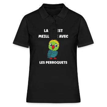Humour petit perroquet - Polo Femme - noir - Devant - Ailine (174cm)