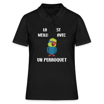 Humour petit perroquet - Polo Femme - noir - Devant - Ailine (174cm)