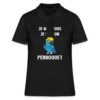 Humour petit perroquet - Polo Femme - noir - Devant - Ailine (174cm)