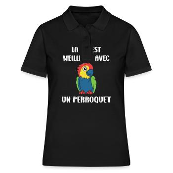 Humour petit perroquet - Polo Femme - noir - Devant - Ailine (174cm)