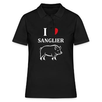 Humour petit sanglier - Polo Femme - noir - Devant - Ailine (174cm)