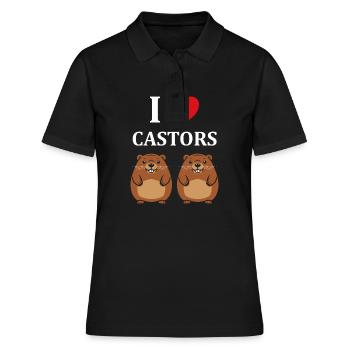 Humour petit castor - Polo Femme - noir - Devant - Ailine (174cm)
