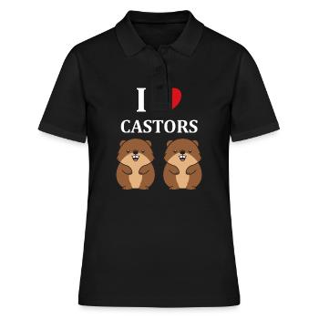 Humour petit castor - Polo Femme - noir - Devant - Ailine (174cm)