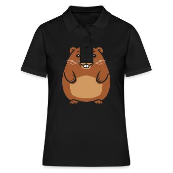 Humour petit castor - Polo Femme - noir - Devant - Ailine (174cm)
