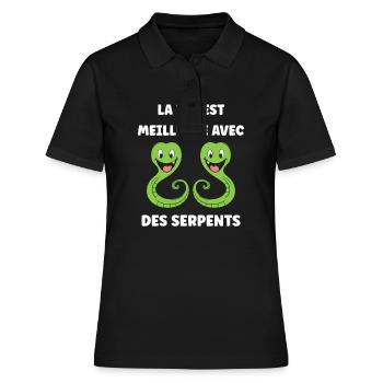 Humour petit serpent - Polo Femme - noir - Devant - Ailine (174cm)