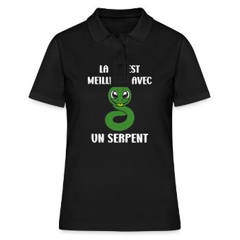 Humour petit serpent - Polo Femme - noir - Devant - Ailine (174cm)