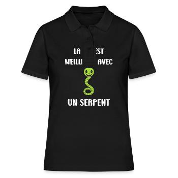 Humour petit serpent - Polo Femme - noir - Devant - Ailine (174cm)