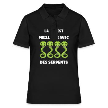 Humour petit serpent - Polo Femme - noir - Devant - Ailine (174cm)