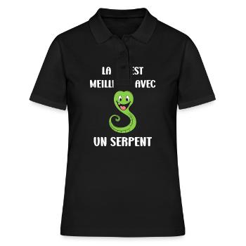 Humour petit serpent - Polo Femme - noir - Devant - Ailine (174cm)