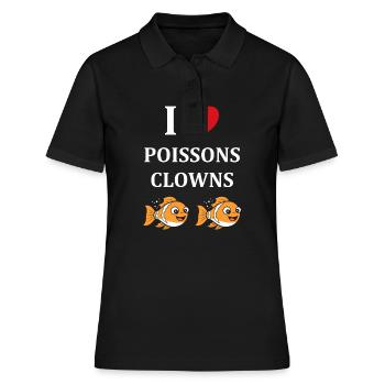 Humour petit poisson clown - Polo Femme - noir - Devant - Ailine (174cm)