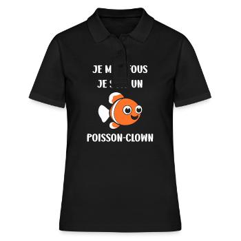 Humour petit poisson clown - Polo Femme - noir - Devant - Ailine (174cm)