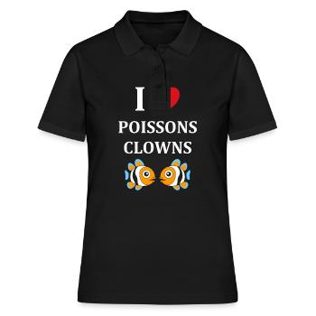 Humour petit poisson clown - Polo Femme - noir - Devant - Ailine (174cm)