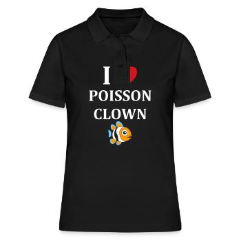 Humour petit poisson clown - Polo Femme - noir - Devant - Ailine (174cm)