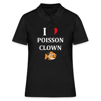 Humour petit poisson clown - Polo Femme - noir - Devant - Ailine (174cm)