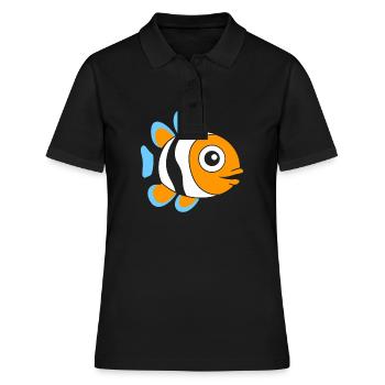 Humour petit poisson clown - Polo Femme - noir - Devant - Ailine (174cm)