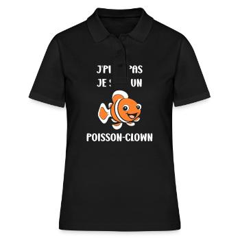 Humour petit poisson clown - Polo Femme - noir - Devant - Ailine (174cm)