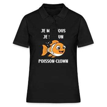 Humour petit poisson clown - Polo Femme - noir - Devant - Ailine (174cm)