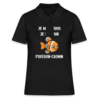 Humour petit poisson clown - Polo Femme - noir - Devant - Ailine (174cm)
