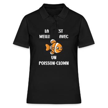 Humour petit poisson clown - Polo Femme - noir - Devant - Ailine (174cm)