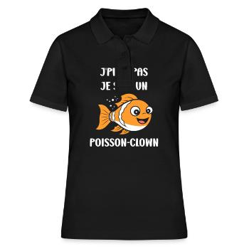 Humour petit poisson clown - Polo Femme - noir - Devant - Ailine (174cm)