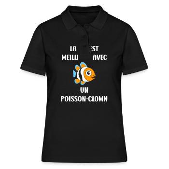 Humour petit poisson clown - Polo Femme - noir - Devant - Ailine (174cm)