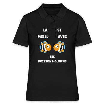 Humour petit poisson clown - Polo Femme - noir - Devant - Ailine (174cm)