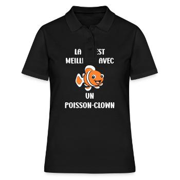 Humour petit poisson clown - Polo Femme - noir - Devant - Ailine (174cm)
