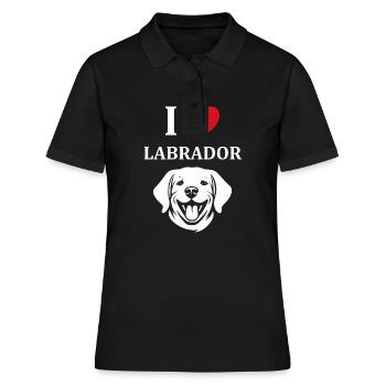 Petit chien humour labrador - Polo Femme - noir - Devant - Ailine (174cm)