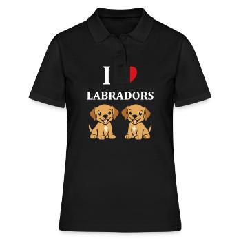 Petit chien humour labrador - Polo Femme - noir - Devant - Ailine (174cm)