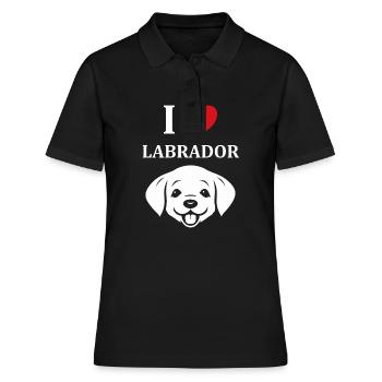 Petit chien humour labrador - Polo Femme - noir - Devant - Ailine (174cm)