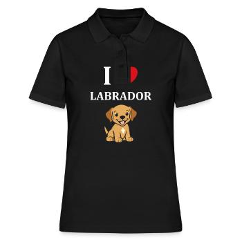 Petit chien humour labrador - Polo Femme - noir - Devant - Ailine (174cm)