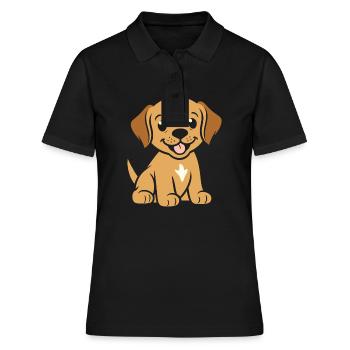 Petit chien humour labrador - Polo Femme - noir - Devant - Ailine (174cm)