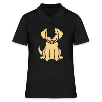 Petit chien humour labrador - Polo Femme - noir - Devant - Ailine (174cm)