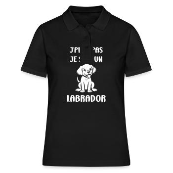 Petit chien humour labrador - Polo Femme - noir - Devant - Ailine (174cm)