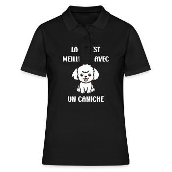Humour chien petit caniche - Polo Femme - noir - Devant - Ailine (174cm)