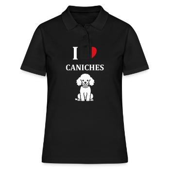 Humour chien petit caniche - Polo Femme - noir - Devant - Ailine (174cm)