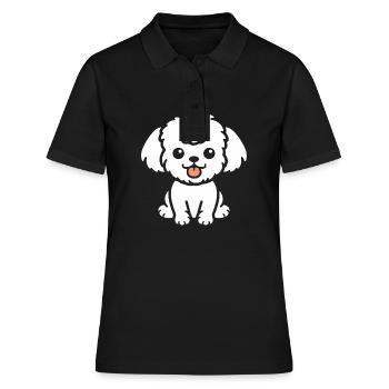 Humour chien petit caniche - Polo Femme - noir - Devant - Ailine (174cm)