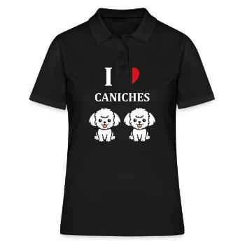 Humour chien petit caniche - Polo Femme - noir - Devant - Ailine (174cm)