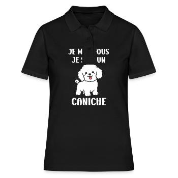 Humour chien petit caniche - Polo Femme - noir - Devant - Ailine (174cm)