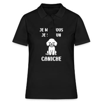 Humour chien petit caniche - Polo Femme - noir - Devant - Ailine (174cm)